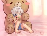  blue_eyes blush cute female headphone headphones human kurotsuki_(&#40658;&#26376;) kurotsuki_(??) male mammal plushie shota solo young 