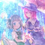  bad_id bad_pixiv_id blue_eyes kasuga_sunao konpaku_youmu konpaku_youmu_(ghost) multiple_girls origami paper_crane pink_hair purple_eyes saigyouji_yuyuko short_hair silver_hair touhou umbrella 