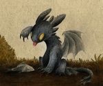  cute dragon feral fish forked_tongue grey_scales how_to_train_your_dragon male marine night_fury scalie skia solo tail tongue toothless traditional_media wings 