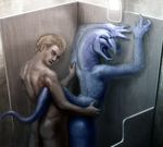  alien ambiguous_gender anthro blue_skin duo eyes_closed female from_behind human human_on_anthro interspecies male mammal meandraco nude sex straight tail what 