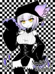  bare_shoulders breasts crystal crystals detached_sleeves gijinka hat large_breasts moemon orange_eyes personification pokemon pokemon_(game) pokemon_black_and_white pokemon_bw purple_hair shanderaa short_hair sleeves_past_wrist sleeves_past_wrists smile thighhighs 