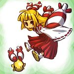  blonde_hair blush_stickers chingling gen_4_pokemon hair_ornament hitec japanese_clothes miko moemon personification pokemon pokemon_(creature) sandals smile socks 