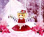  bad_id bad_pixiv_id blonde_hair capelet christmas flandre_scarlet flower hands_together hat ichitaro own_hands_together side_ponytail solo touhou v_arms wings 
