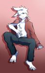  king_kazuma lagomorph male mammal open_shirt piercing rabbit shirt silverio solo summer_wars 