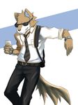  canine clothing eyewear ipod male mammal necktie pants shirt silverio solo sunglasses tail tie wolf wristwatch 