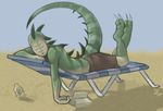  green green_scales lizard lying male on_front reptile scalie seaside sleeping solo sun tanning_lotion topless touchmybadger transformation 