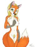  blonde_hair breasts briona_campbell canine covering_self female fox hair leah malachi nude pubic_tuft pussy solo tail 
