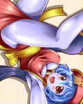  armpit armpits blue_hair blue_skin breasts capcom dou-t large_breasts lei_lei red_eyes thighs vampire_(game) 