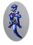  anus balls blue butt dragonmanmike erection green latex male nude otter penis pinup presenting rubber sex sheath shiny solo spreading tail 