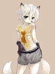  &hearts; arctic_fox black_eyes black_nose bulge canine chest_tuft child clothed cotora crossdressing cub erection fox frilly_knickers girly hair looking_at_viewer male penis poo short_hair shorts solo standing tail white_hair 