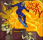  alien combat explosion garrus_vakarian male mass_effect mass_effect_2 robot sick-nasty skateboard turian 