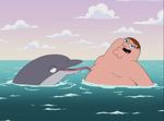  animal cetacean dolphin family_guy feral human interspecies licking looking_at_viewer marine nipples ocean open_mouth peter_griffin smile tongue zoo 