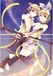  1girl absurdres brother_and_sister headphones highres kagamine_len kagamine_rin siblings twins usui_(tripcube) vocaloid 