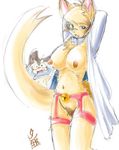  breasts cat feline female momiji_yu-ga open_shirt solo tail 