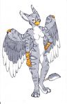  breasts female gel gryphon plain_background solo tail toes unknown_artist white_background wings 