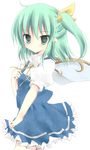  bad_id bad_pixiv_id bow daiyousei dress green_eyes green_hair hair_bow kokonidarekairu ponytail short_hair side_ponytail solo touhou wings 