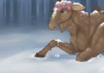  bow cervine female feral hoot hooves mammal moose non-anthro outside snow solo 
