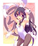  animal_ears armpits black_hair blush bunny bunny_ears bunny_tail bunnysuit flat_chest heart kemonomimi_mode long_hair necktie new_year open_mouth pantyhose purple_eyes roke shakugan_no_shana shana solo tail too_many too_many_bunnies very_long_hair wrist_cuffs 