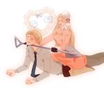  !? 1boy 1girl artist_request axis_powers_hetalia blonde_hair estonia_(hetalia) female genderswap heart male russia_(hetalia) shovel worktool 