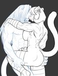  anthro biceps big_breasts breasts cat duo erection feline female legwear male mammal max_blackrabbit muscles muscular_female panther penis piercing pussy_noir raised_tail stockings straight tail 