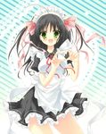  apron asakura_hayate black_hair blush hair_ornament hair_ribbon maid moe_moe_kyun! original ribbon skirt solo yellow_eyes 