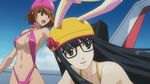  animated animated_gif asobi_ni_iku_yo! bikini breasts bunny_suit bunnysuit futaba_aoi futaba_aoi_(asobi_ni_iku_yo!) gif glasses kinjou_manami sideboob swimsuit 