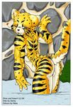  &hearts; butt collaboration cub dk_luis feline majoneko male neko_(artist) nude raised_tail sanny solo tail tiger water wink 