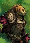  abstract_background armor bear cape centradragon fantasy forest knight male mammal medieval necklace plants soldier solo sword tree trees warrior weapon wood woodland woods 