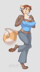  big_breasts breasts brown_hair clothed clothing dbd female hair mammal panda plain_background red red_panda solo white_background 
