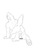  anus balls butt canine censored gaping male mammal nude paws penis plain_background presenting presenting_hindquarters raised_tail roarwolf solo tail white_background wolf 