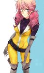  a-k0 bad_id bad_pixiv_id belt blue_eyes bodysuit boots elbow_gloves feldt_grace gloves gundam gundam_00 highres long_hair loose_belt pink_hair solo thigh_boots thighhighs twintails utility_belt yellow_bodysuit 