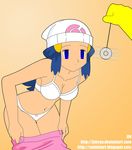  blue_hair bra dawn empty_eyes highres hikari_(pokemon) hypno hypnosis hypnotized jimryu lingerie mind_control nintendo pendulum pokemon strip undressing 