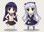  angel_beats! bad_id bad_pixiv_id black_hair blazer blue_hair checkered checkered_background chibi cosplay costume_switch crossover gokou_ruri gokou_ruri_(cosplay) gothic_lolita hanazawa_kana jacket lolita_fashion long_hair multiple_girls neon_(neonknight) ore_no_imouto_ga_konna_ni_kawaii_wake_ga_nai pantyhose red_eyes school_uniform seiyuu_connection tenshi_(angel_beats!) tenshi_(angel_beats!)_(cosplay) yellow_eyes 