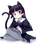  :&lt; animal_ears black_hair cat_ears cat_tail dress gokou_ruri gothic_lolita hime_cut lolita_fashion long_hair matsushima_kei mole mole_under_eye ore_no_imouto_ga_konna_ni_kawaii_wake_ga_nai pantyhose purple_eyes solo tail 