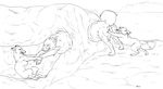  butt canine feral fox mammal manuka monochrome plain_background sketch stuck white_background wolf 