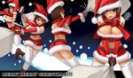  aebafuti ass breasts brown_eyes brown_hair hat large_breasts md5_mismatch multiple_girls original panties sack santa_costume santa_hat short_hair thighhighs underwear 