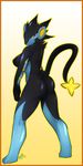  anthro blue blue_belly blue_markings breasts butt female lagomorph looking_back luxray mammal markings nintendo nipples nude pok&#233;mon pok&#233;morph pok&eacute;mon pok&eacute;morph pussy raised_tail red_eyes ryukyur side_boob solo tail video_games yellow_eyes 