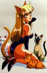  bell blonde_hair blue_eyes cat cat_ears clothed clothing collar fangs feline female gloves hair high_heels kemonomimi long_hair looking_at_viewer looking_back looking_over_shoulder mammal nekomimi nintendo open_mouth orange_eyes persian pok&#233;mon siamese solo stripes tabby tail video_games whiskers yellow_eyes 