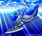  blue_theme female fish harpoon kemono_inukai latex marine polearm pussy rubber sea shark solo spear tail underwater water weapon 