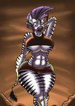  anthro big_breasts breasts butt clothing equine female hooves huge_breasts jaeh mammal muscles muscular_female nipples shorts solo thighs wide_hips zebra 