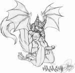  bat bdsm bondage fangs malachi male nude penis pose solo spreader_bar tail wings 