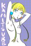  armpits artist_request blonde_hair blue_eyes breasts female flat_color gym_leader headphones kamitsure kamitsure_(pokemon) nipples nude pokemon pokemon_(game) pokemon_black_and_white pokemon_bw solo 