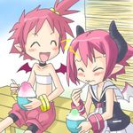  2girls bat_wings demon_girl disgaea disgaea_2 disgaea_3 hanako hanako_(disgaea) horns lowres makai_senki_disgaea_2 makai_senki_disgaea_3 multiple_girls pink_hair raspberyl wings 