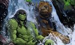  eyes_closed glowing glowing_eyes green green_body hair half-ogre long_hair mammal misha muscles neku nipples orc outside rexxar smile video_games warcraft water waterfall world_of_warcraft 