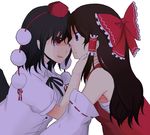  bad_id bad_pixiv_id black_hair blue_eyes hakurei_reimu multiple_girls red_eyes shameimaru_aya touhou yuri yuzuki_(rinka01) 