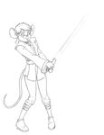  denike female greyscale jedi lightsaber mammal monochrome mouse pencils plain_background rodent star_wars weapon white_background 