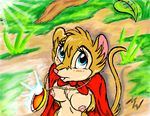  atmongoose blue_eyes blush breasts buckteeth cute female looking_at_viewer mouse mrs_brisby nipples pendant pov rodent shy solo tail the_secret_of_nimh 