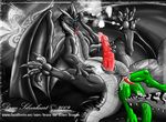  cum dragon herm intersex male penetration penis pussy scales scalie spreading tail teeth unbirthing unknown_artist wings 