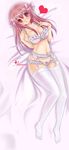  amane_(dream_c_club) bra breasts cleavage dream_c_club dream_c_club_(series) garter_belt heart highres large_breasts lingerie lying panties pink_eyes pink_hair ribbon solo thighhighs underwear underwear_only yashahime_(dolcevite) 