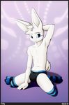  blue_eyes briefs bulge cute girly lagomorph male mammal rabbit shiuk socks solo underwear 